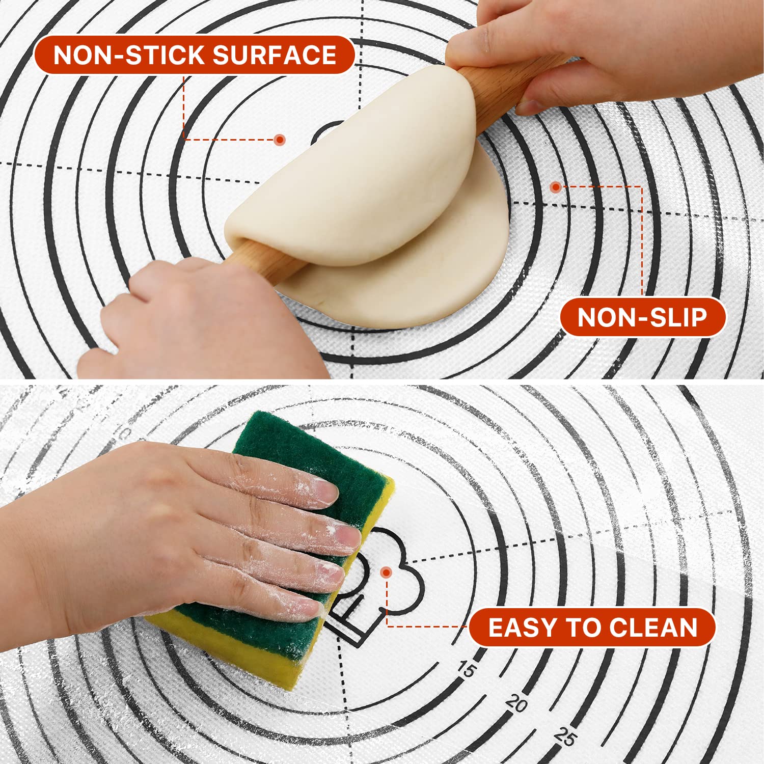 DANIA & DEAN Pastry Mat cookies setup shows even spacing for uniform bake