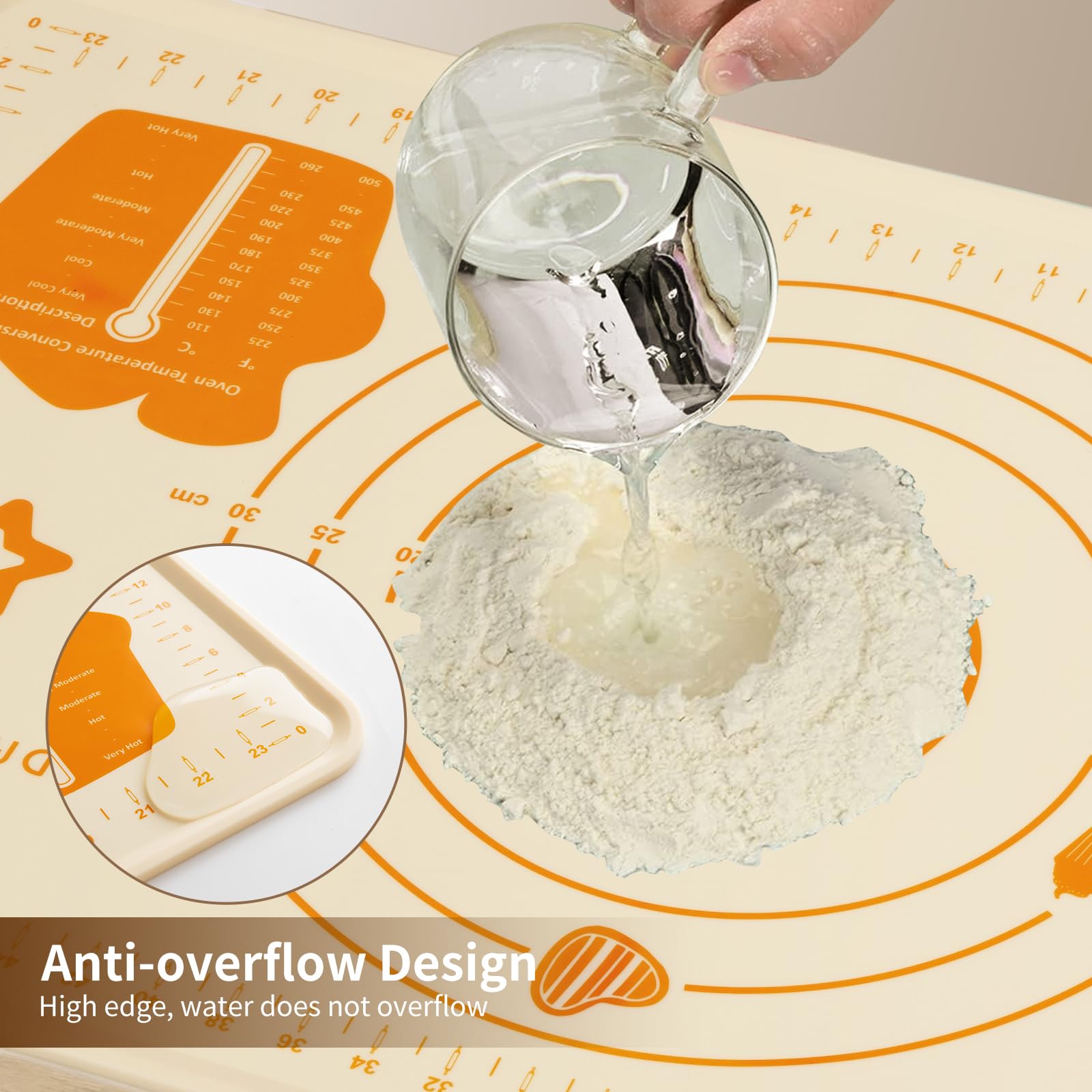 DANIA & DEAN silicone baking mat rolled dough shows non-slip surface and secure workspace