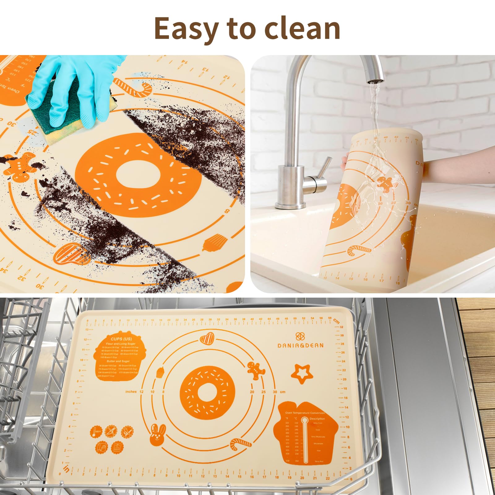 DANIA & DEAN silicone baking mat nonstick surface aids easy dough handling