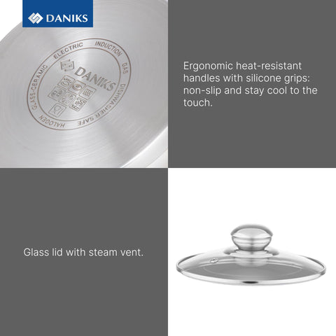 Daniks Classic 6.5qt pot with glass lid for large meals