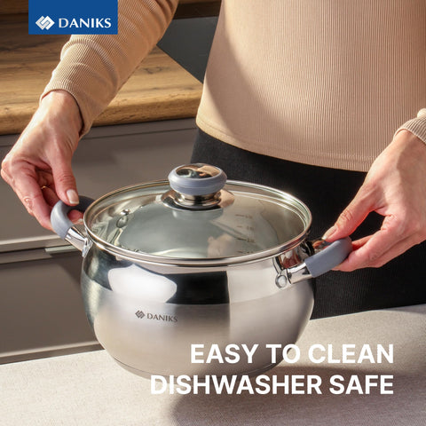 Daniks dishwasher-safe stock pot simplifies cleanup after meals