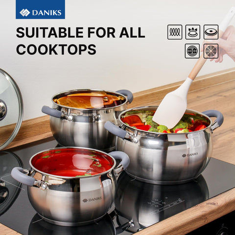 Daniks heat-resistant glass lid with vent to control steam