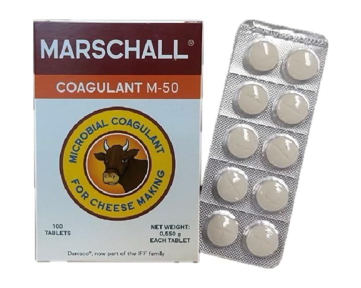 Danisco vegetarian rennet tablets box 100 for cheese making, coagulating milk into curds