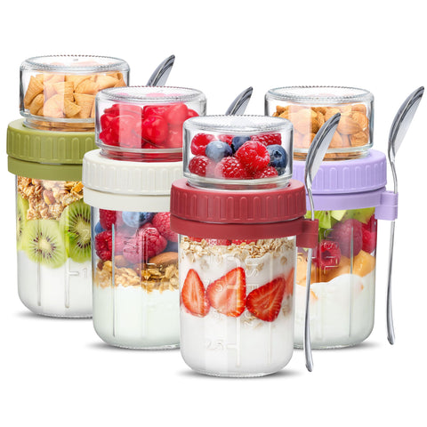 Danmu dual-layer overnight oats container with a separate dry top.