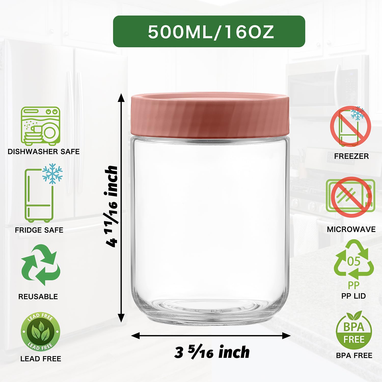 Danmu six-pack glass jars with lids provide organized meal prep options.