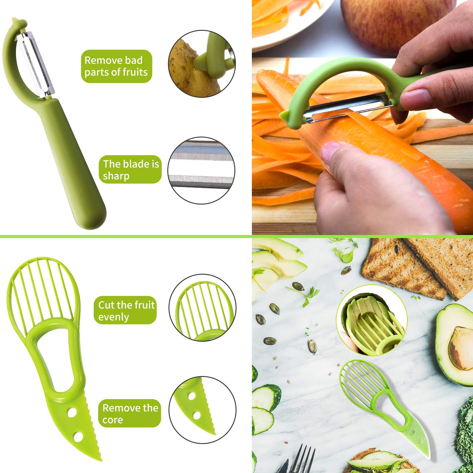 Daoeny avocado cutter core remover for easy pits.