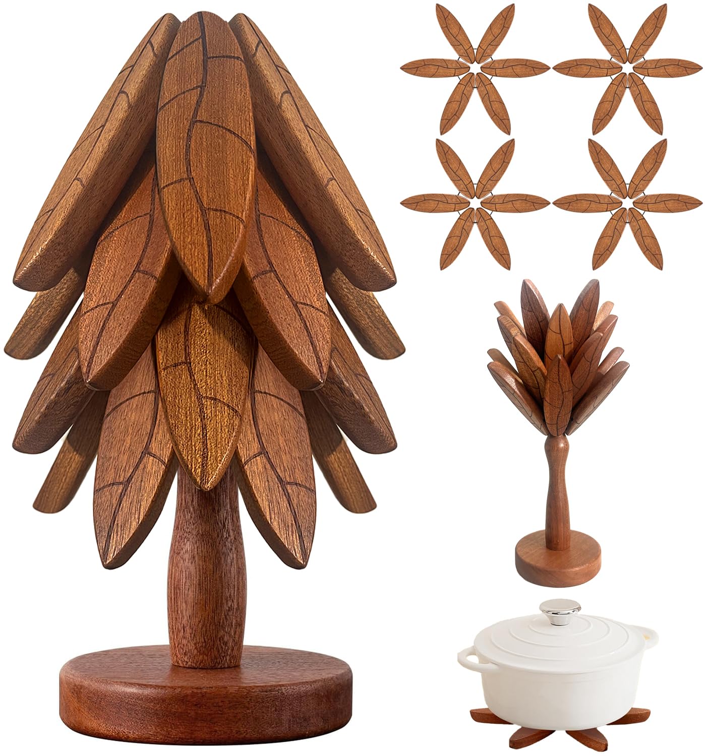 DAOLEMIJI tree coasters and wooden trivets pack protects surfaces with natural style