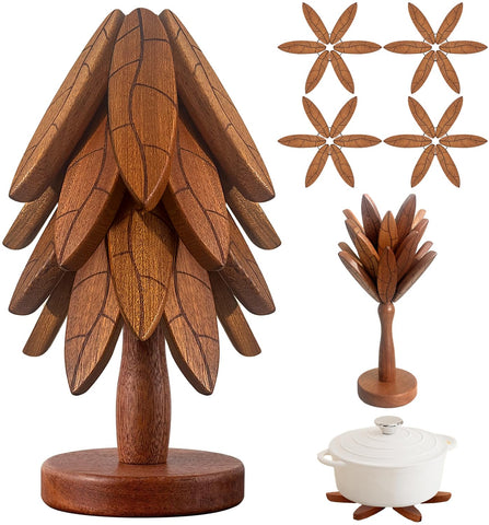 DAOLEMIJI tree coasters and wooden trivets pack protects surfaces with natural style