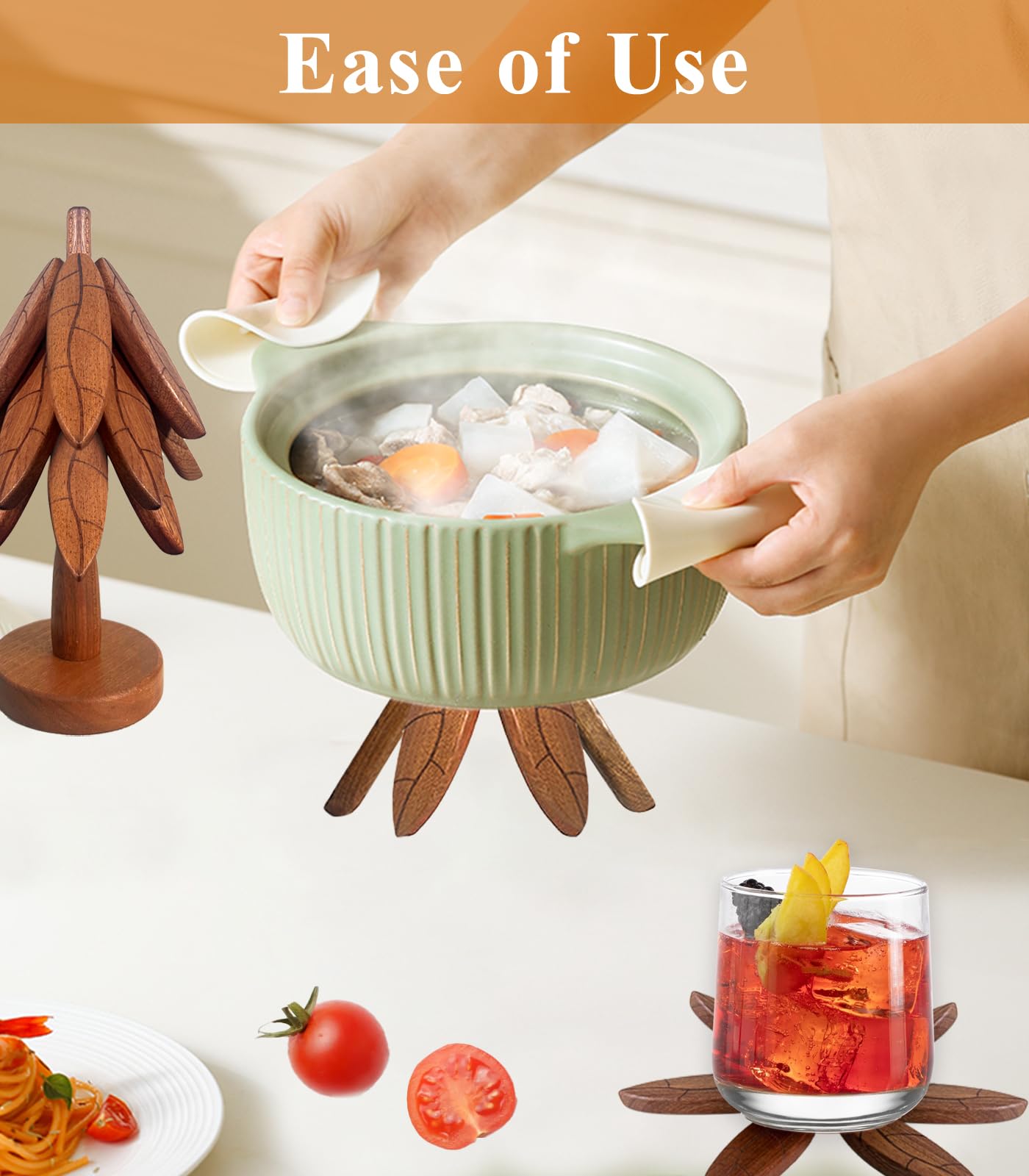 DAOLEMIJI wooden trivet with smooth finish protects counters