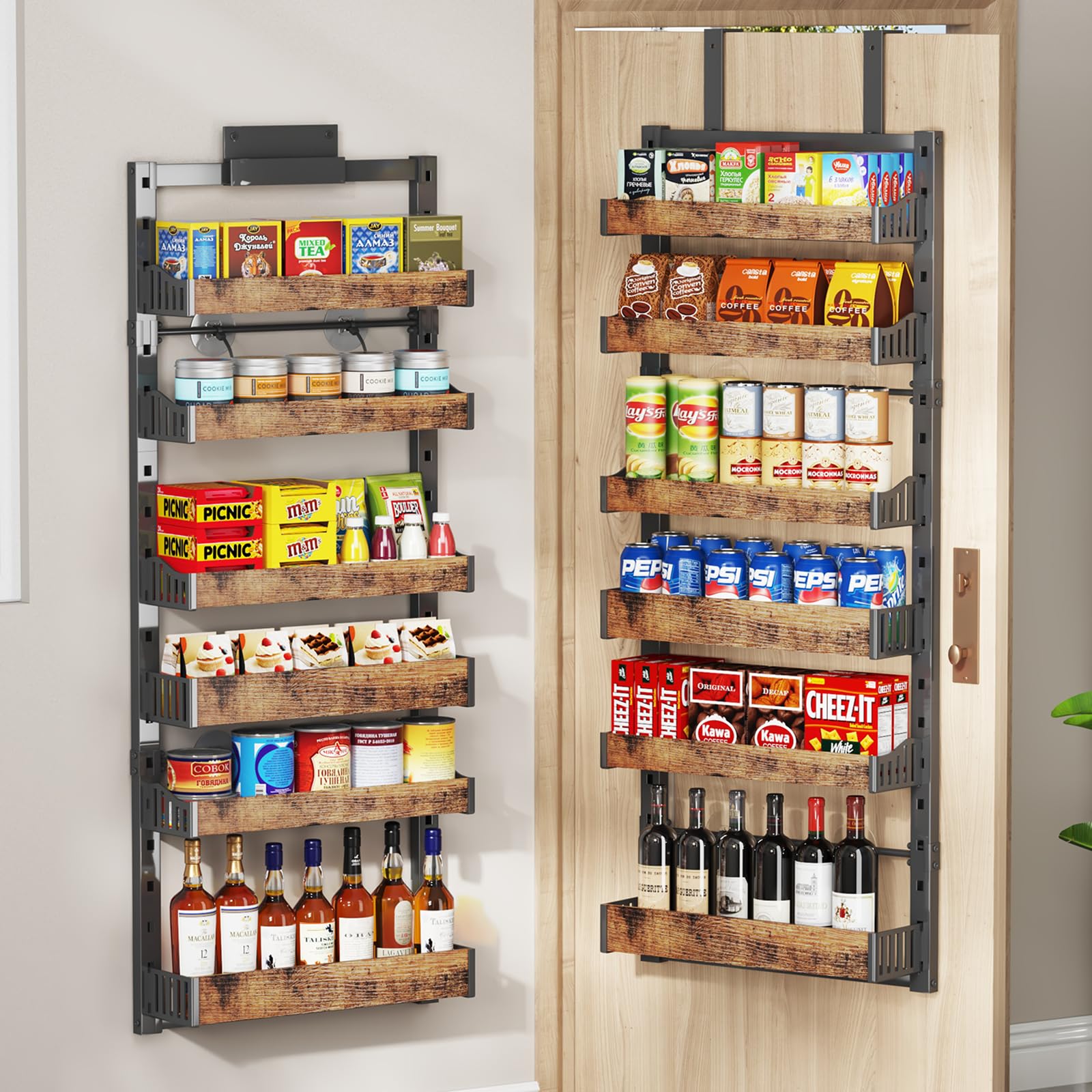 DAOTENGQL 6-tier over-the-door organizer front view, maximizing pantry storage.