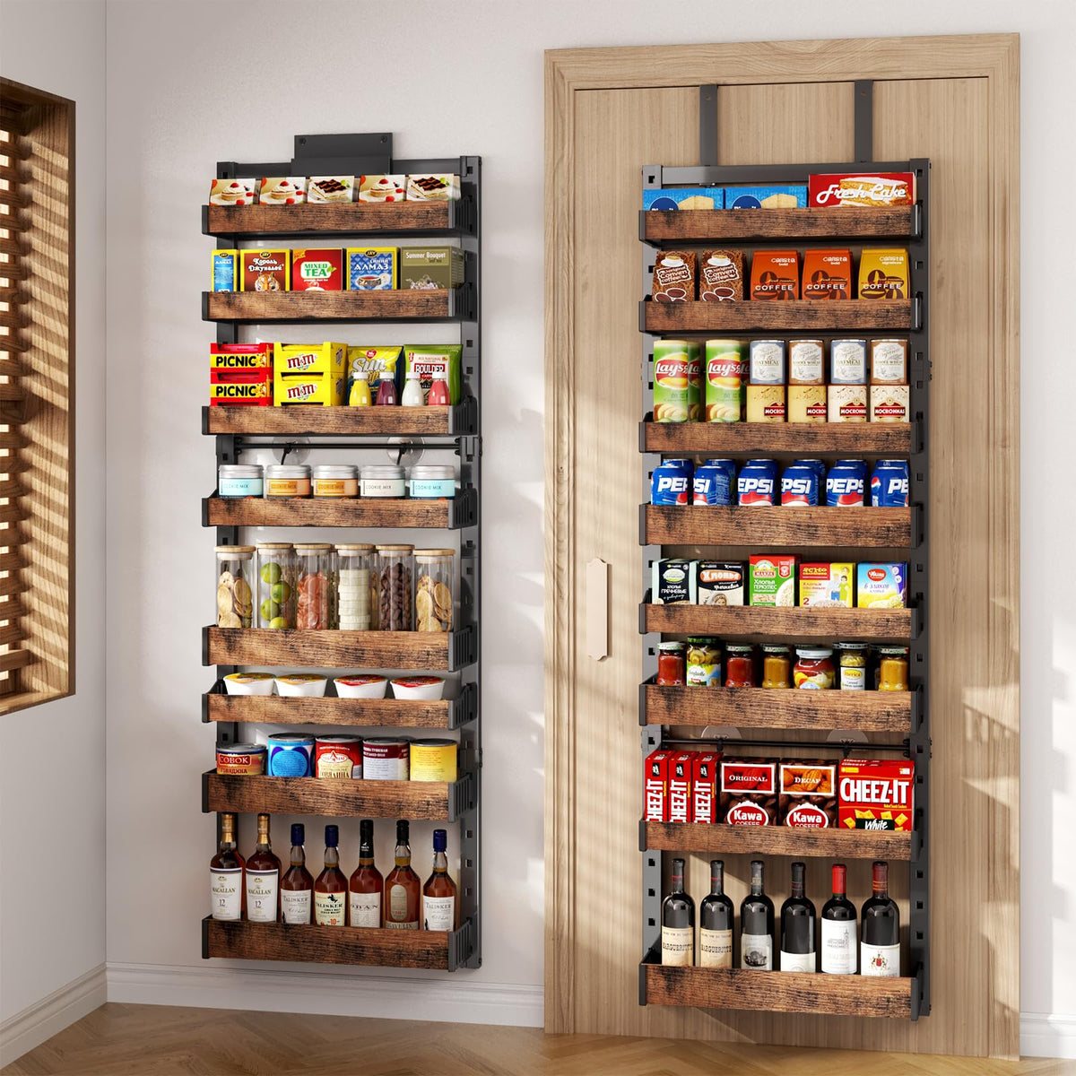 DAOTENGQL 8-tier over-the-door organizer front view for maximizing pantry space.