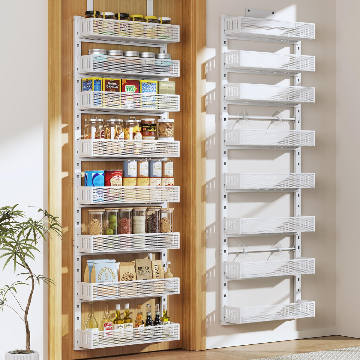 DAOTENGQL pantry door organizer with mesh baskets for easy visibility and airflow