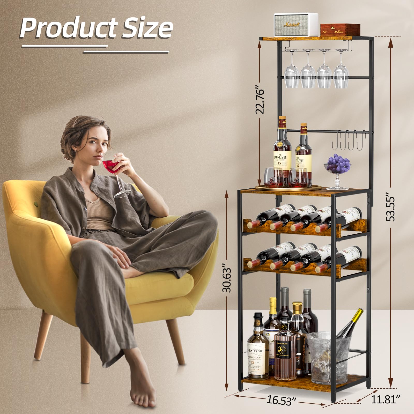 DAOUTIME corner mini bar cabinet demonstrates space saving design