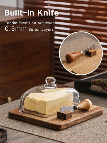 DAQJIOO bamboo base promotes hygienic, food-safe butter storage.