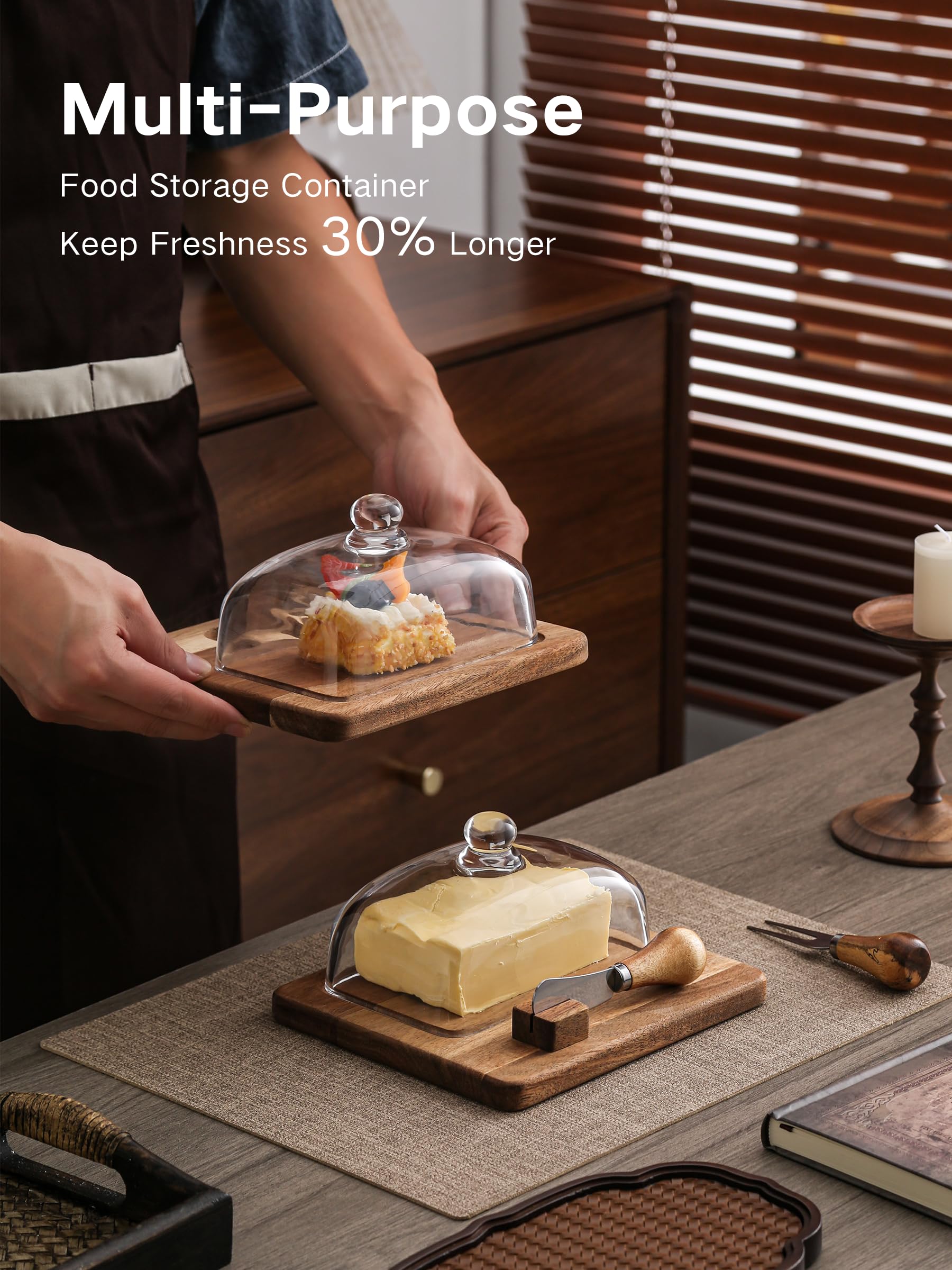 DAQJIOO elegant kitchen decor butter dish for modern or farmhouse styles.