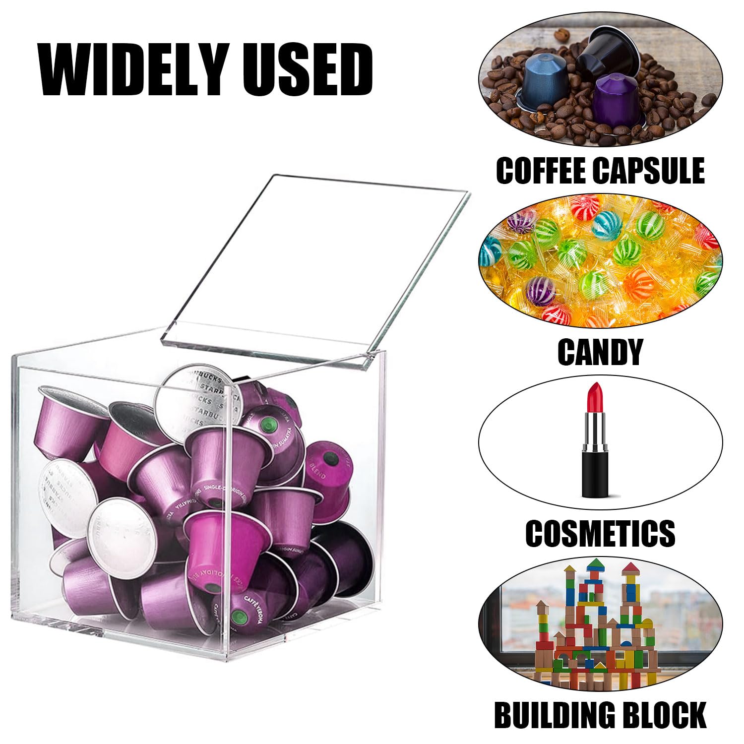 DARENYI 5-inch clear acrylic box fits compact spaces and keeps items organized.