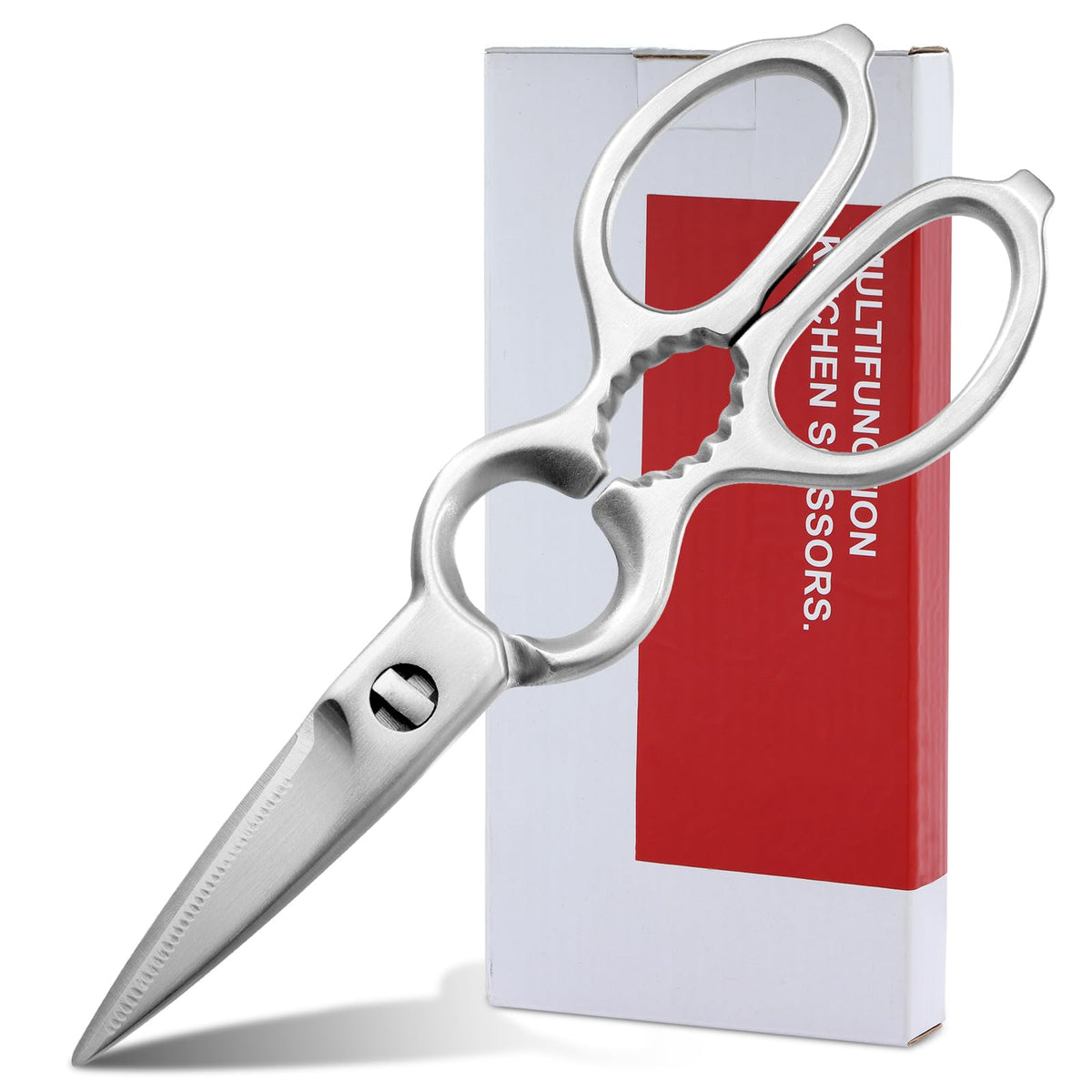 DARK EDGE stainless steel kitchen shears blade close-up for precise cuts