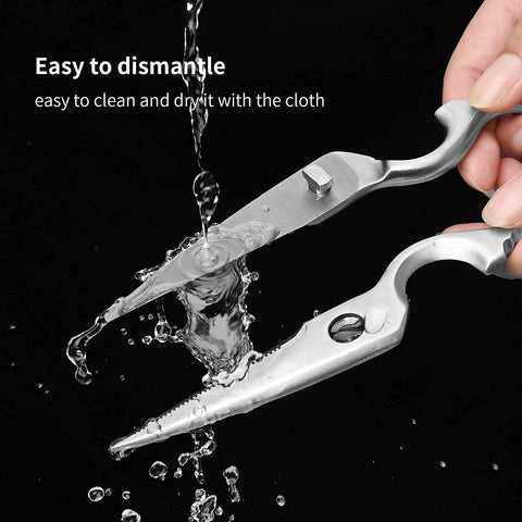 DARK EDGE bottle opener feature on kitchen shears for convenience