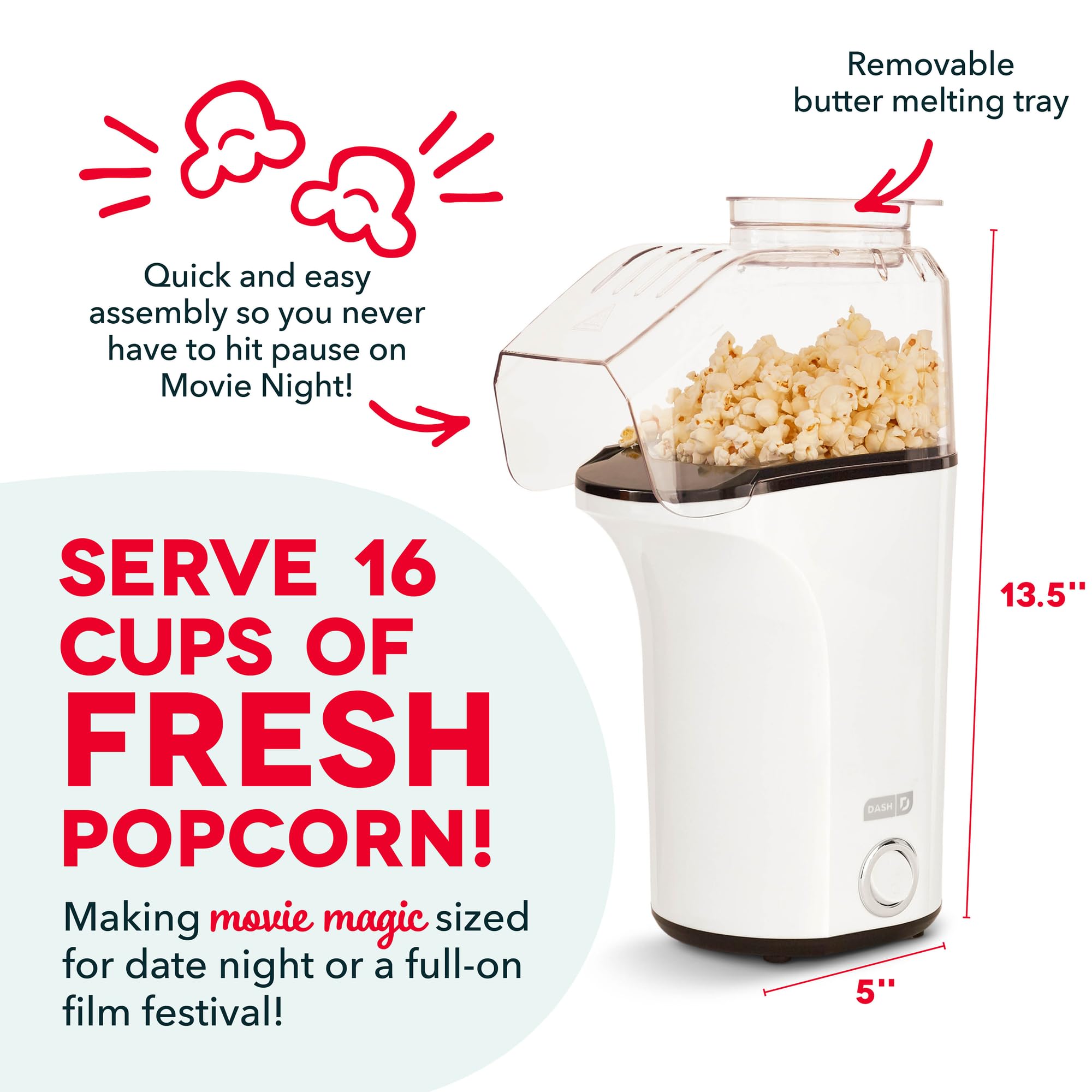 DASH Fresh Pop measuring cup used to portion kernels