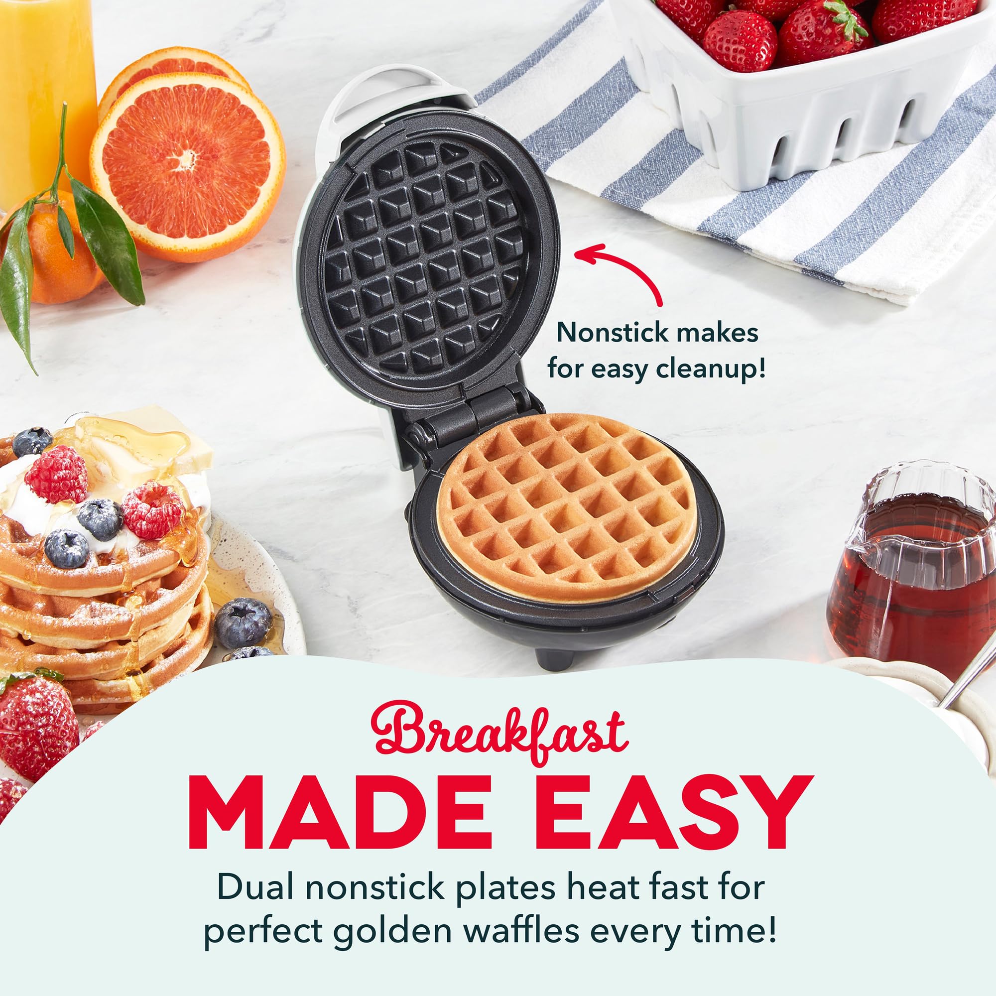 DASH Mini Maker 4-inch cooking surface enables perfect single servings.