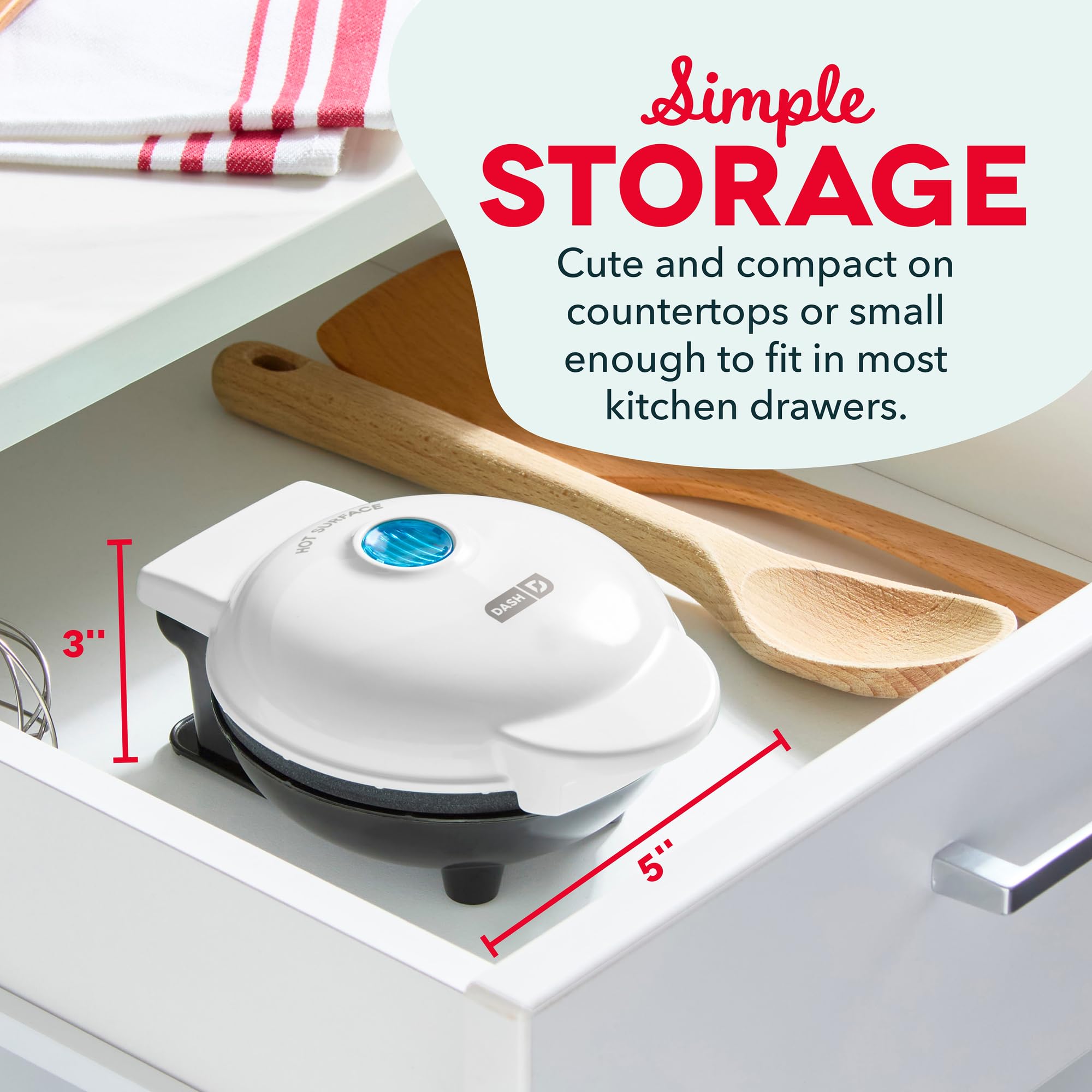 DASH Mini Maker even-browning with dual nonstick surfaces for consistent results.