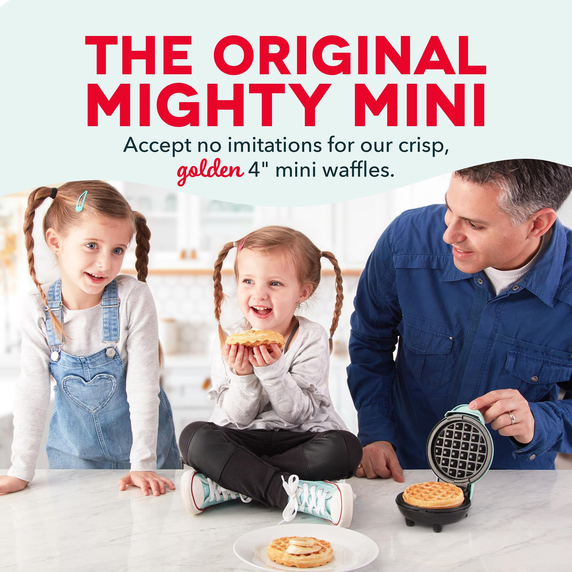 DASH Mini Maker open-lid highlights nonstick surface for easy cleanup after cooking.
