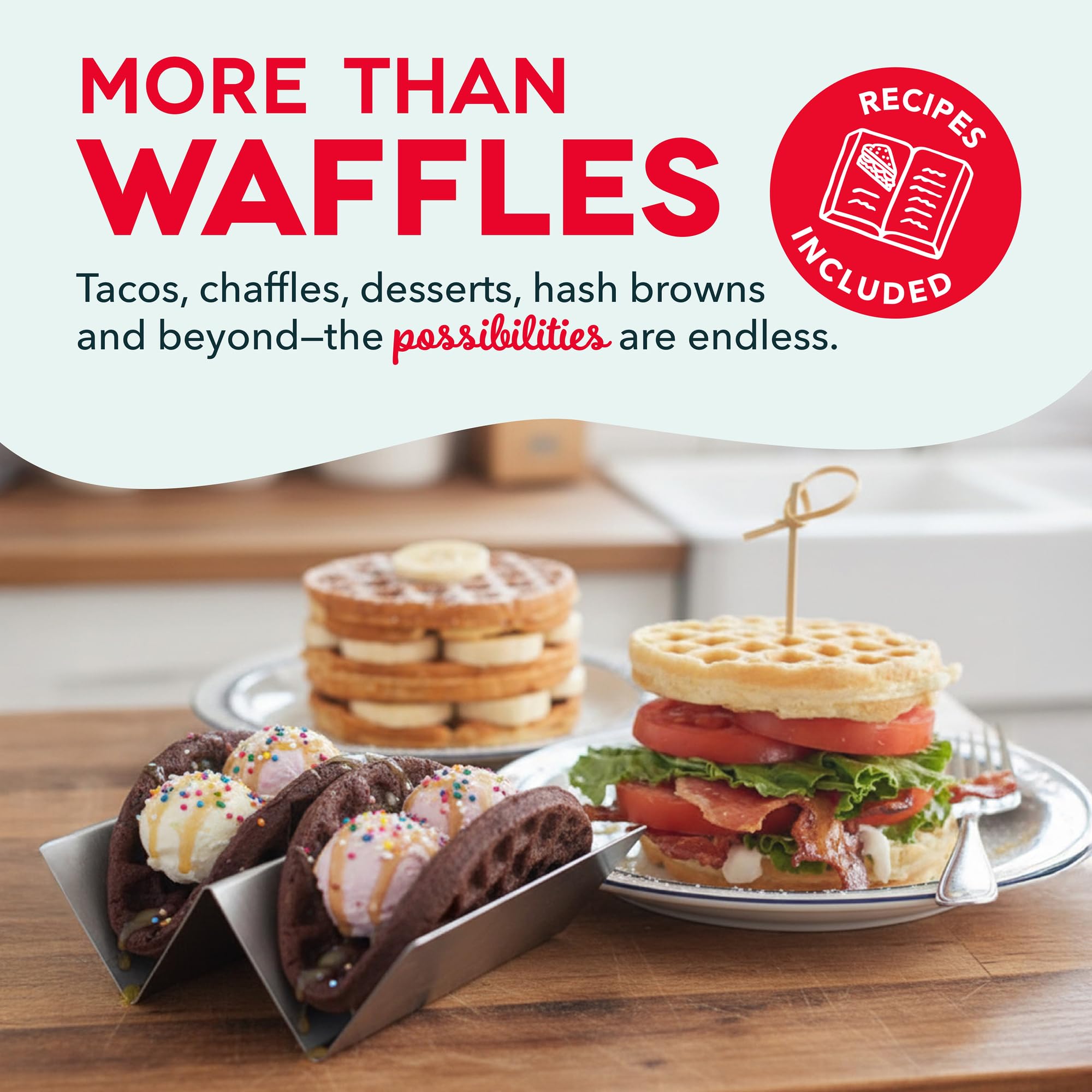 DASH Mini Maker single-serve breakfast versatility for waffles, hash browns, and more.