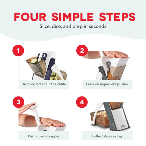 DASH Safe Slice cleaning brush removes buildup from blades.