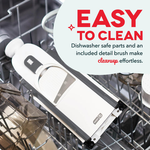 DASH Safe Slice Dicer option speeds even potato and carrot dice.