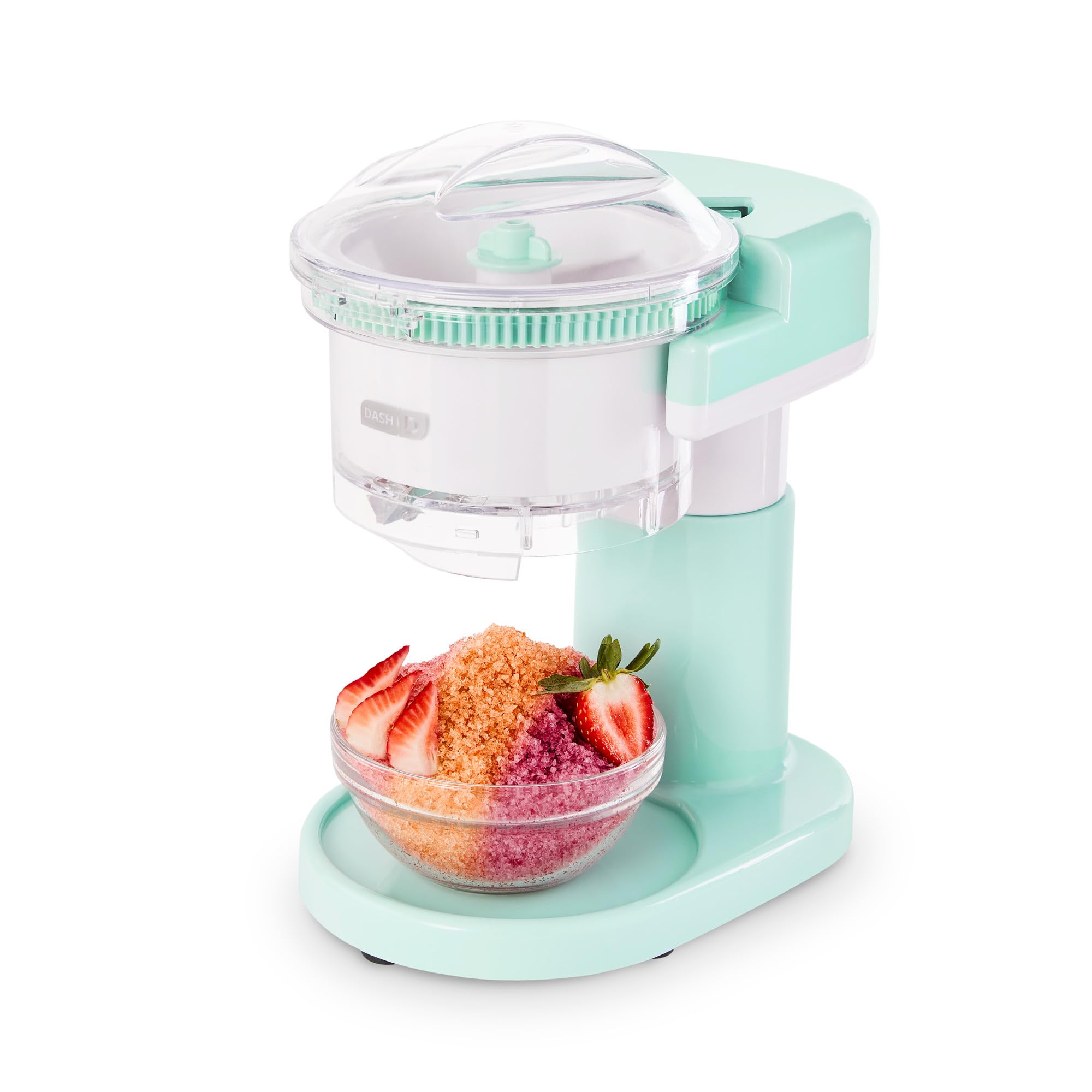 Dash Shaved Ice Maker on countertop for quick, fresh snow cones at home.