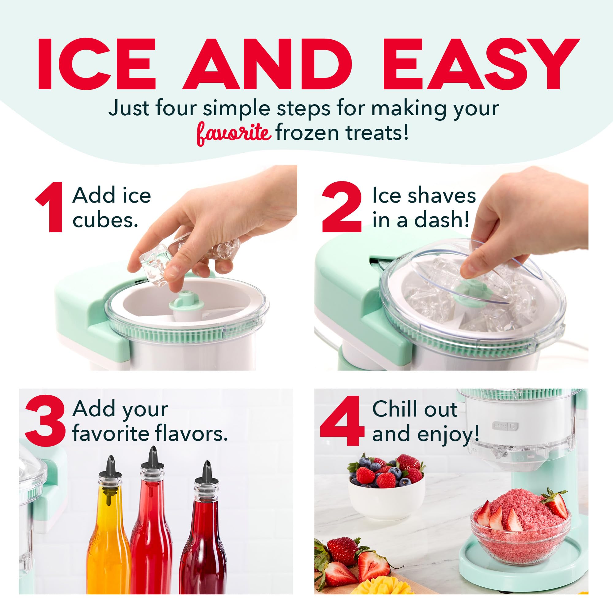 Dash Shaved Ice Maker dispensing slushies to cool down on a hot day.