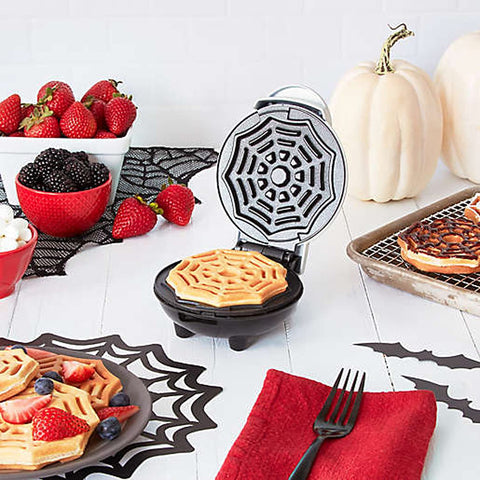Dash Spiderweb Mini Waffle Maker nonstick surface makes cleanup easy.