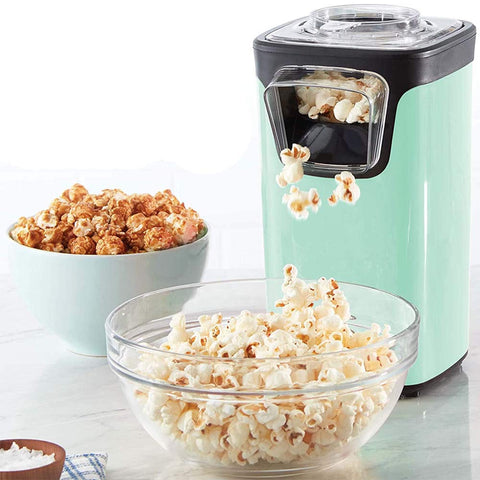 Dash Turbo Pop Popcorn Maker with butter-melting tray for easy finishing drizzle