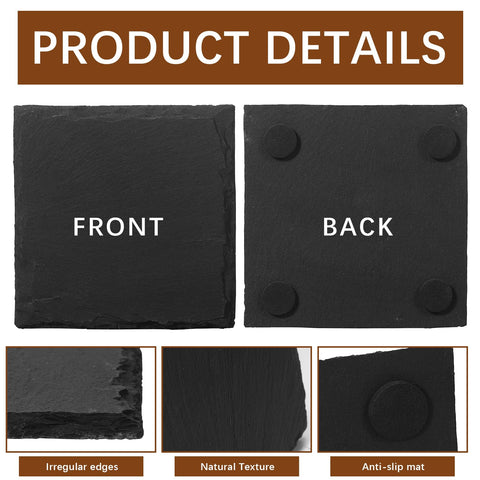 DASSNANE slate coaster anti-slip bottom keeps surfaces scratch-free.