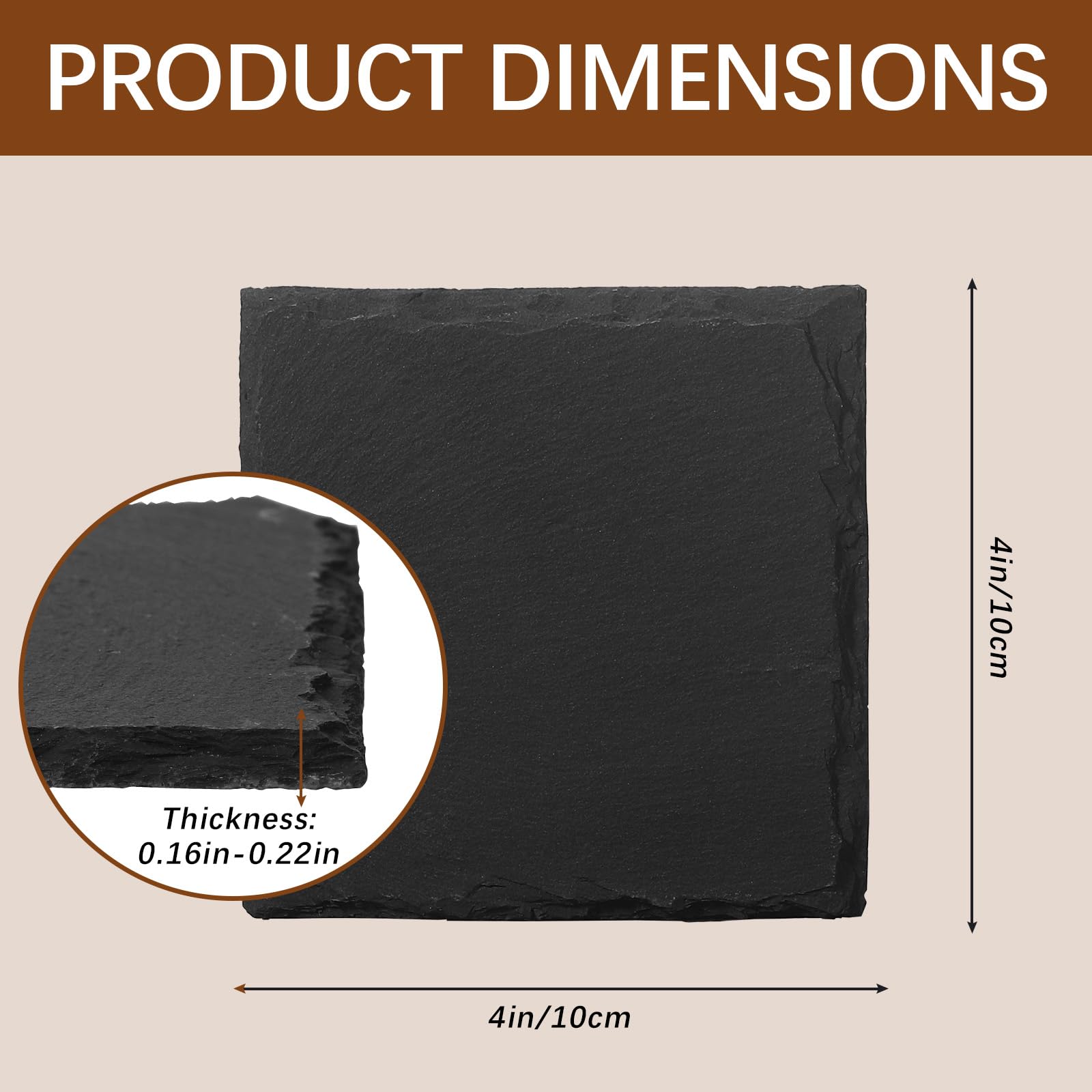 DASSNANE slate coaster texture closeup reveals unique stone pattern and durability.