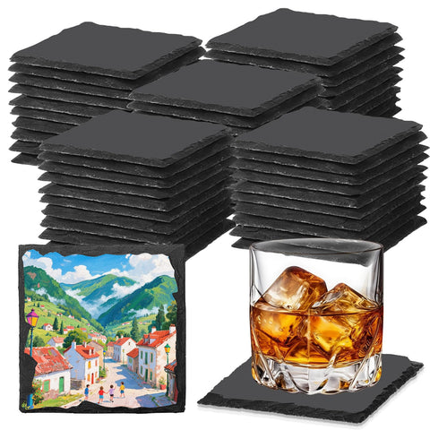 DASSNANE slate coaster top view highlights natural texture for elegant coffee moments.