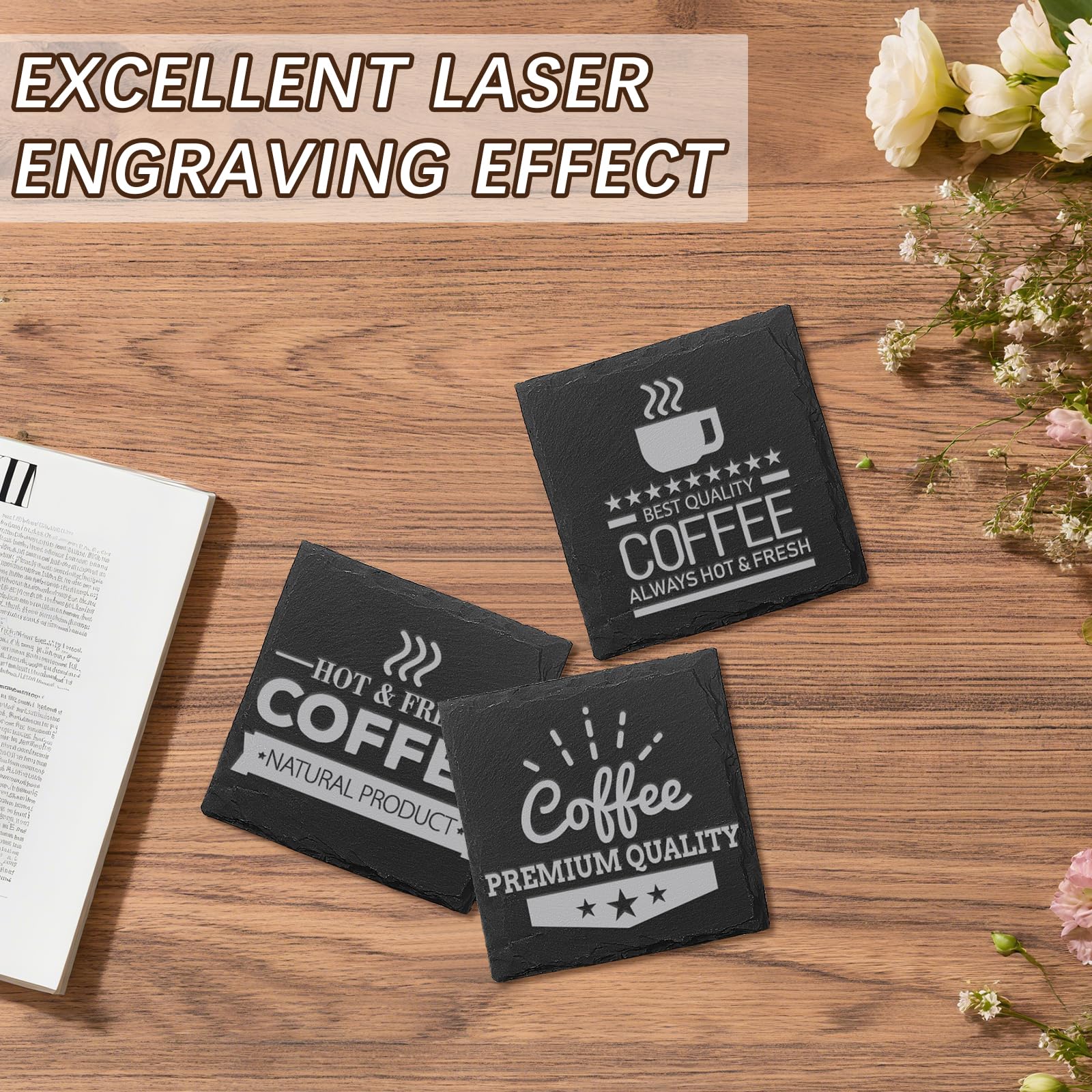 DASSNANE slate coaster wedding gift pack ready for celebration.