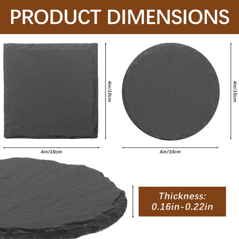 DASSNANE slate coaster black 4-inch round features anti-slip base for stability.