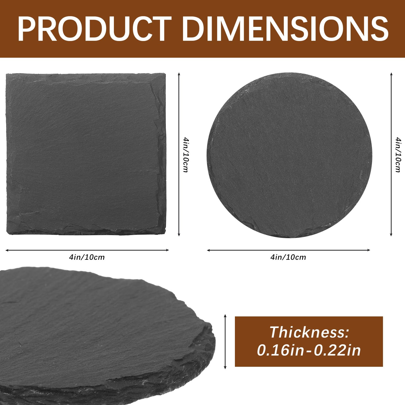DASSNANE slate coaster round 4-inch with smooth edges and secure grip