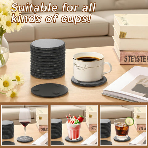 DASSNANE slate coasters wipe-clean maintenance keeps surfaces pristine.