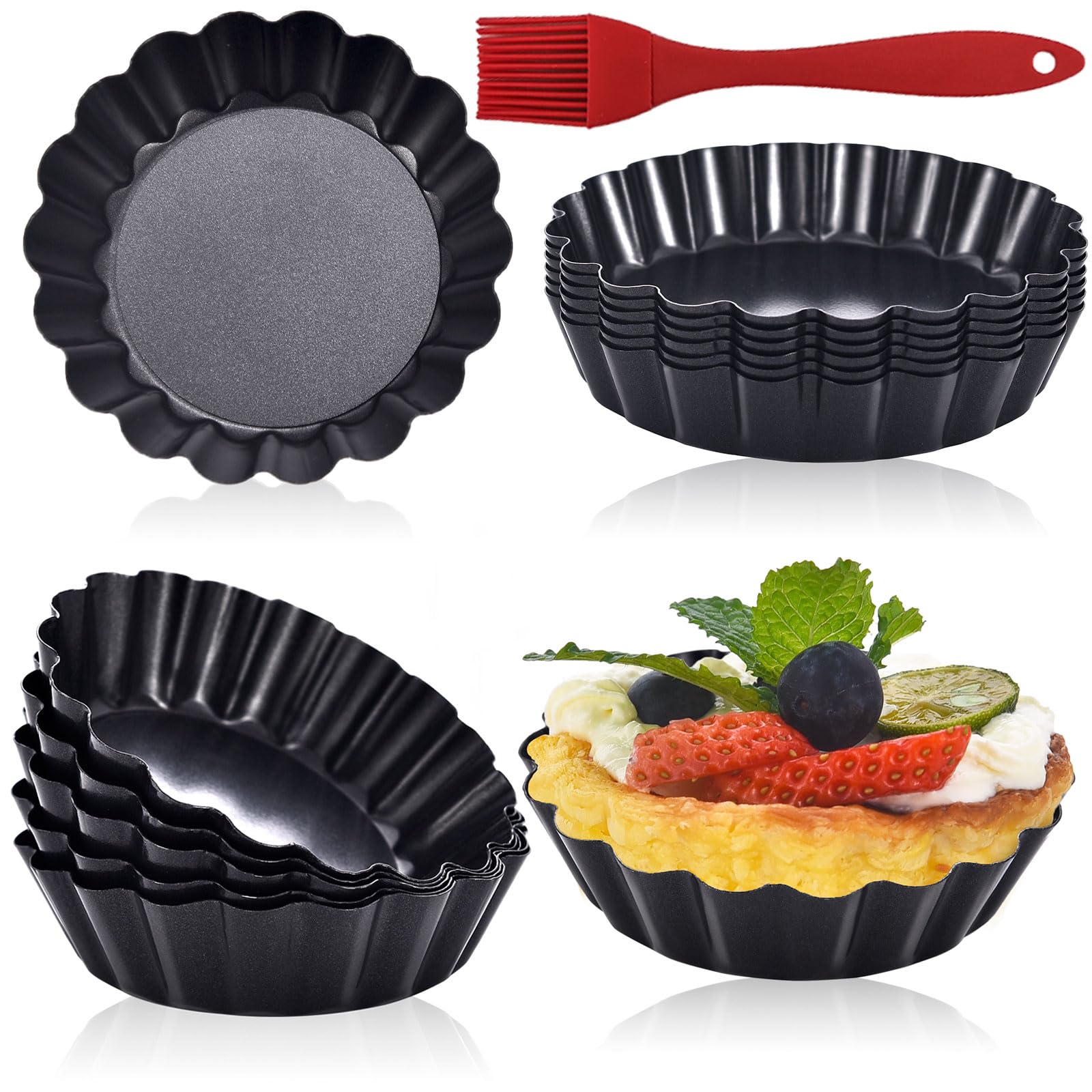 DATANYA 12-pack mini tart pans with fluted edges for individual desserts