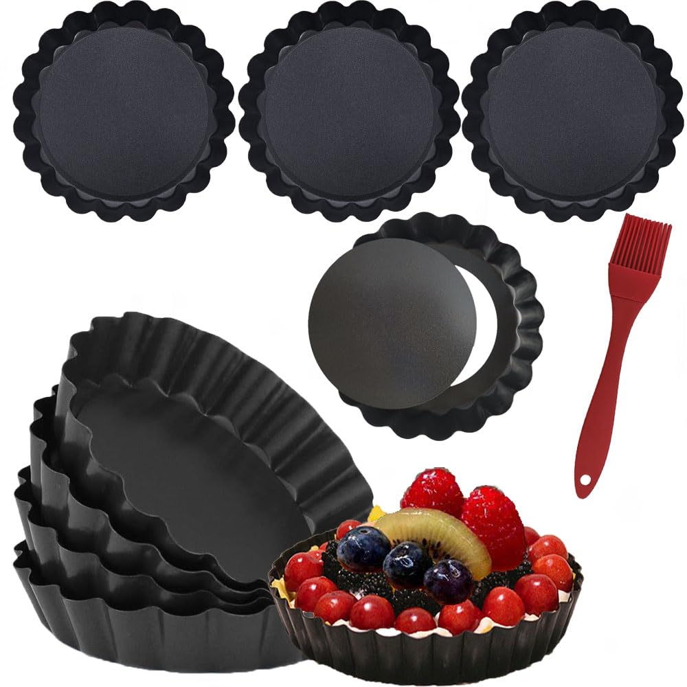 DATANYA 4-inch tart pan with removable bottom for easy release of individual desserts.