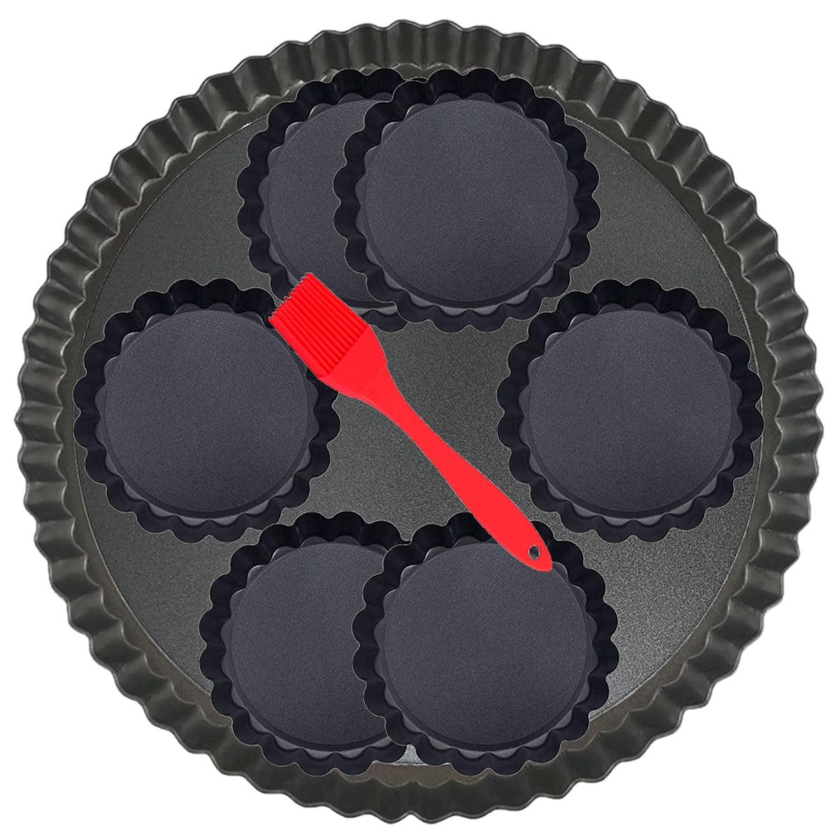 DATANYA 7Packs 9-inch tart pan with removable bottom for easy release and quick cooling.