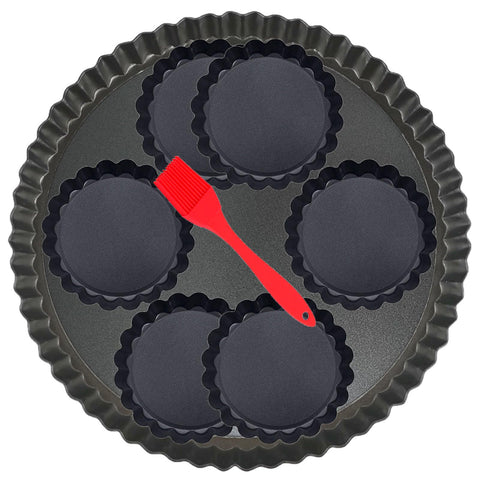 DATANYA 7Packs 9-inch tart pan with removable bottom for easy release and quick cooling.