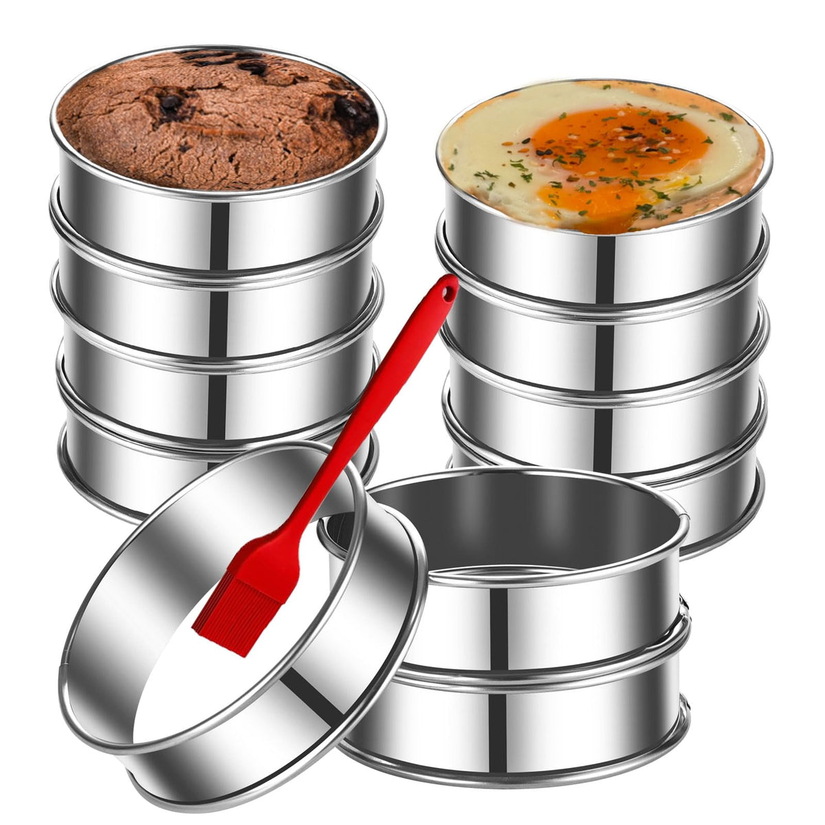 DATANYA English muffin rings with 4-inch diameter for perfectly round bakes.