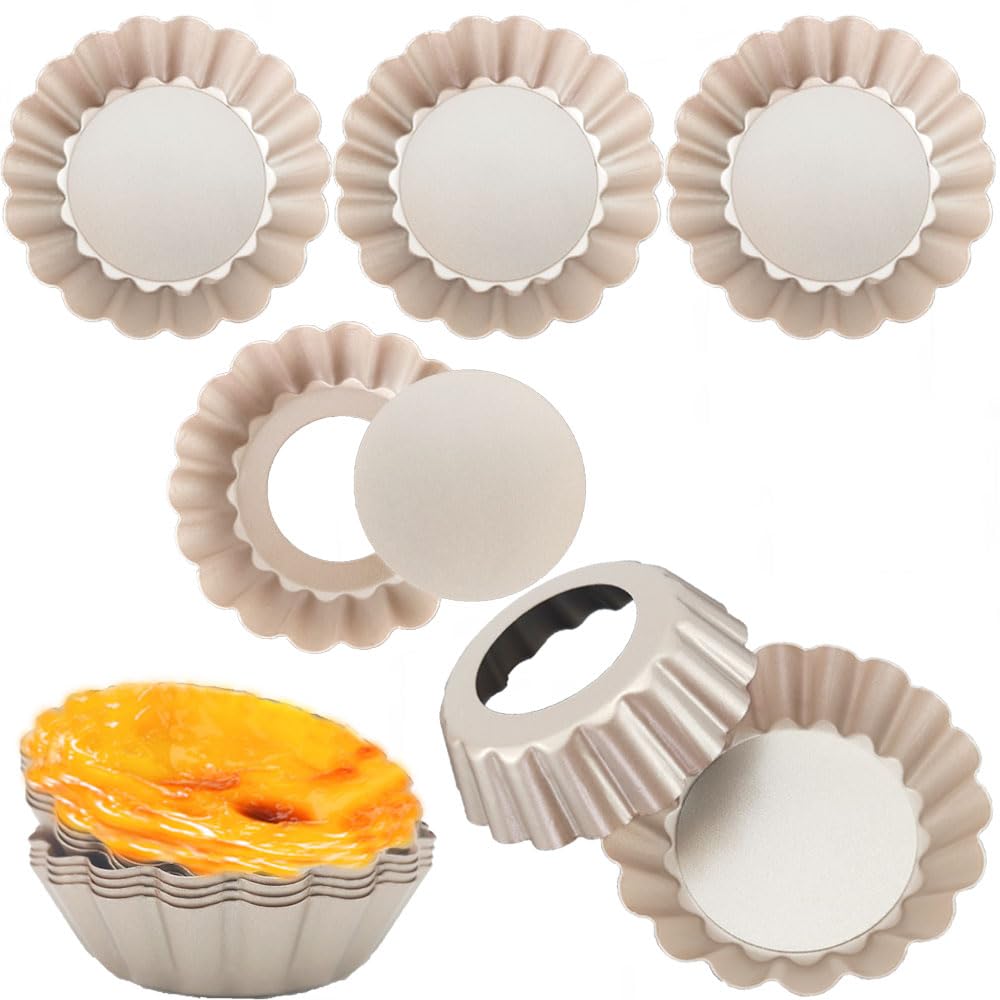 Datanya mini tart pan with removable bottom in champagne gold, ideal for pristine individual quiches.