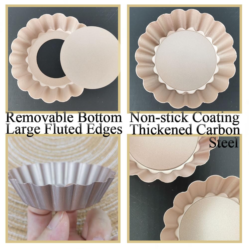 Datanya tart mold 3-inch champagne gold finish enhances presentation and even baking.