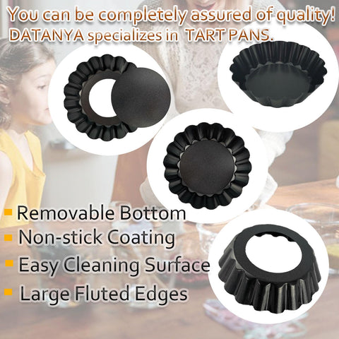 DATANYA tart pans with removable bottoms for clean demolding