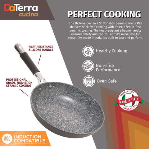 DaTerra Cucina ceramic nonstick interior promotes easy food release and quick cleanup.
