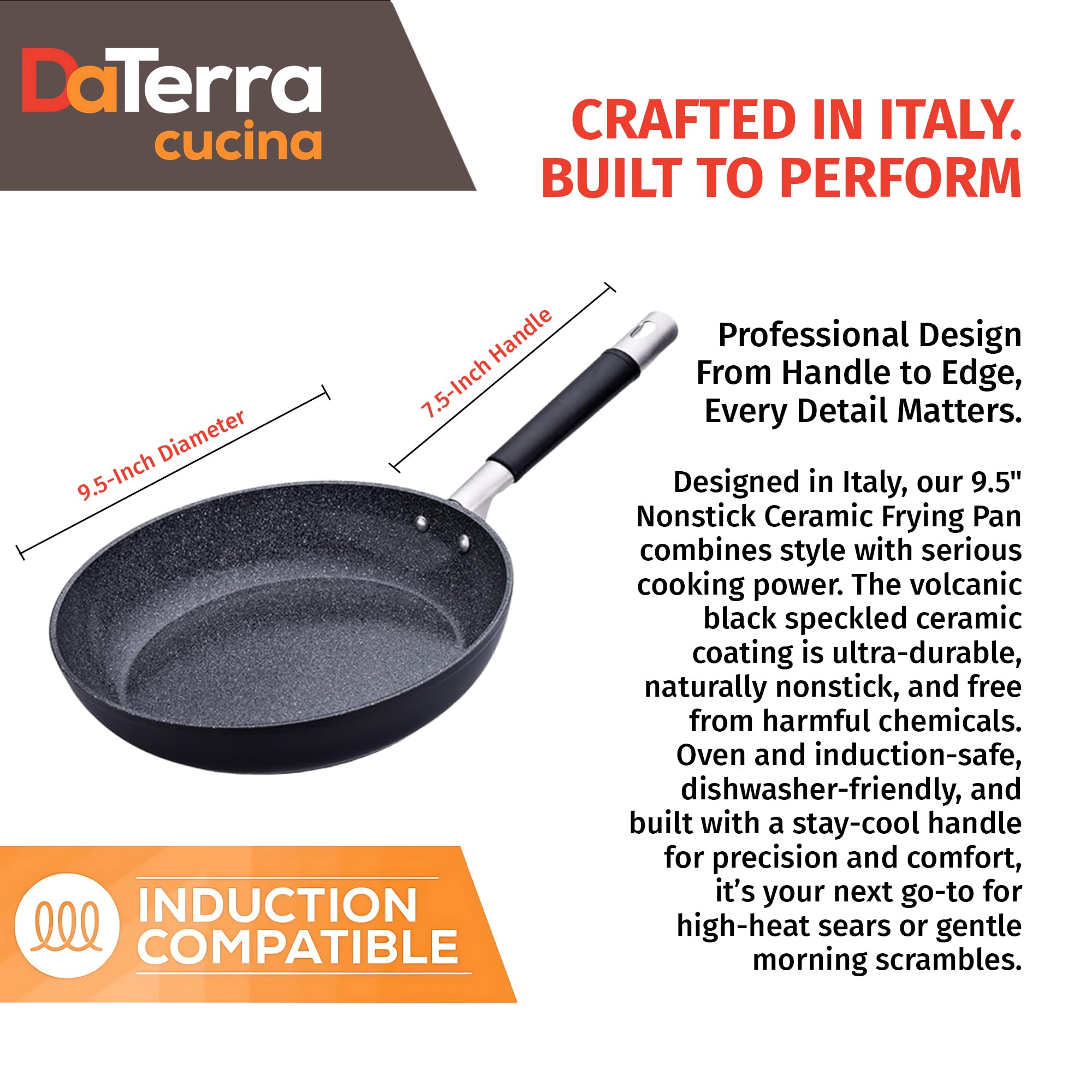 DaTerra Cucina induction-compatible surface shown for versatile stovetop use.